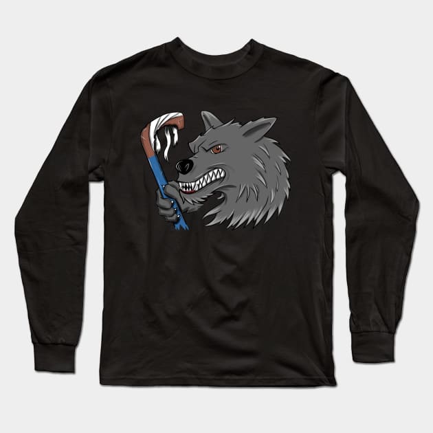 Hockey Wolf Long Sleeve T-Shirt by Tom2311Tom